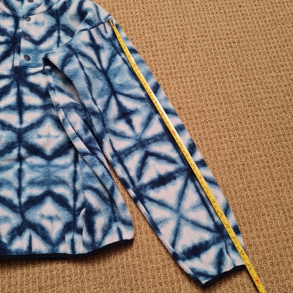 Patagonia Synchilla Snap-T Blue Diamond Shibori Tie Dye Fleece Pullover Womens S - Picture 15 of 15